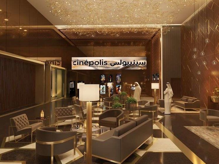Una ilustración de una sala de Cinépolis en Dubai.