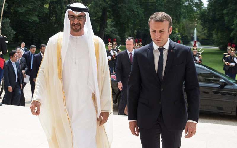 Sheikh Mohammed bin Zayed Al Nahyan y Emmanuel Macron, juntos esta semana en París.