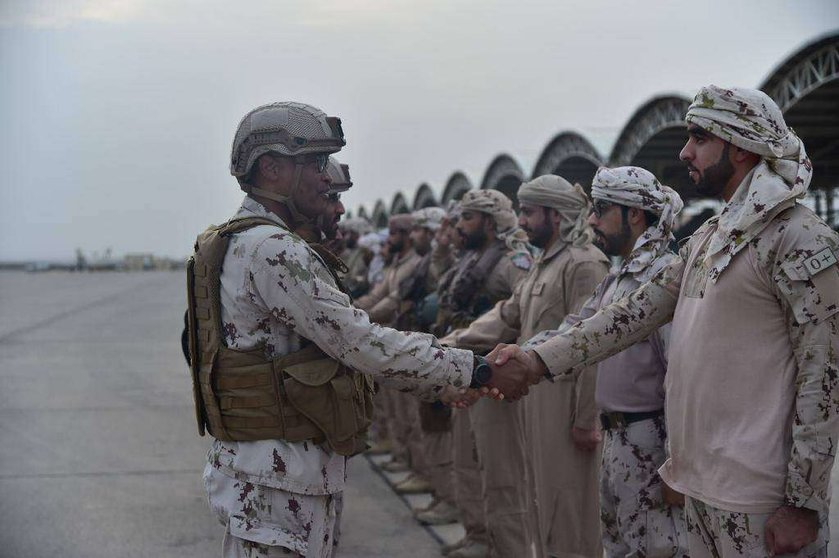 Soldados de Emiratos Árabes en Yemen.