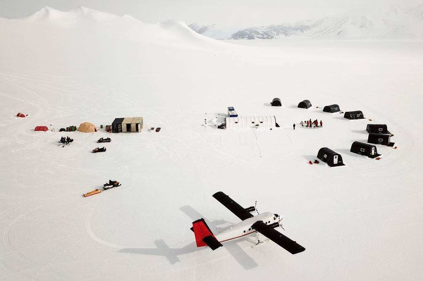 El campamento en la Antártida.