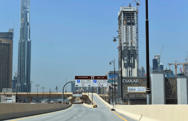 La RTA difundió esta imagen de los nuevos puentes en los accesos de Dubai Mall.