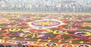 Una alfombra confeccionada con flores.