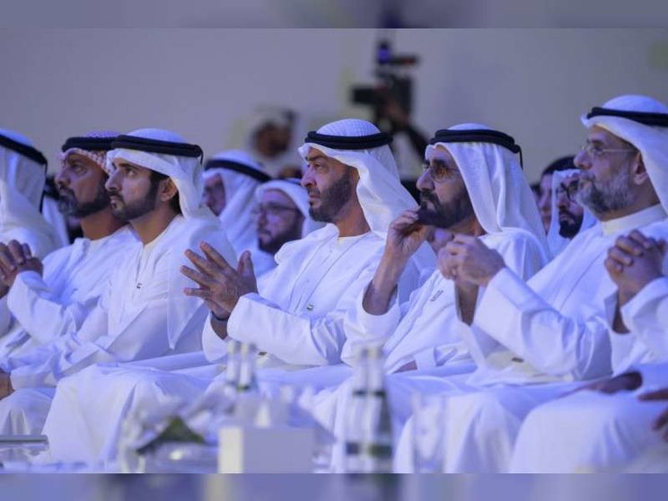 Los líderes de EAU durante una Cumbre Anual de Gobierno. (WAM)