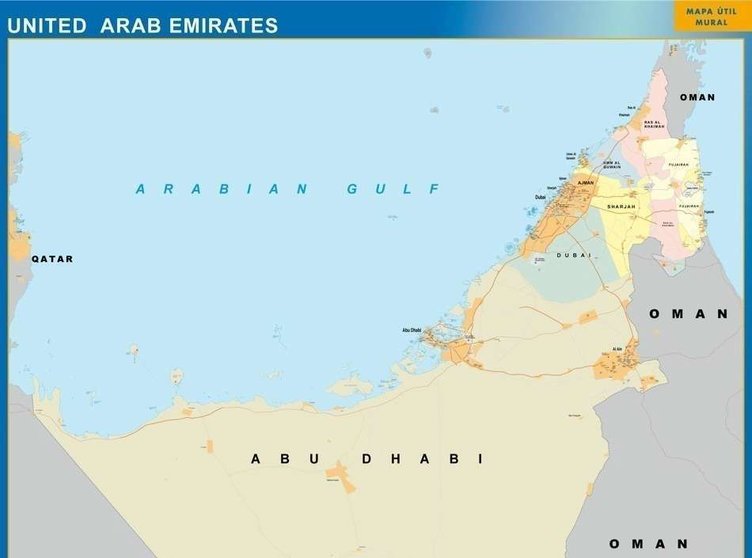 Detalle de un mapa de Emiratos Árabes Unidos de Netmaps. (Cedida)