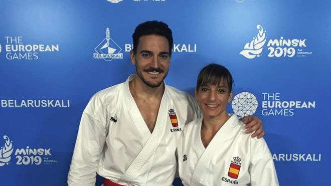 Sandra Sánchez y Damián Quintero en Dubai. (Twitter)