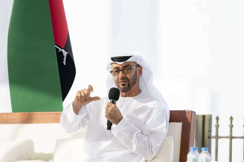 El príncipe heredero de Abu Dhabi durante el discurso. (WAM)