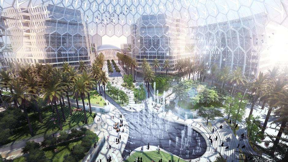 La cúpula de acero de Al Wasl Plaza será un icono arquitectónico del recinto de Expo Dubai 2020.