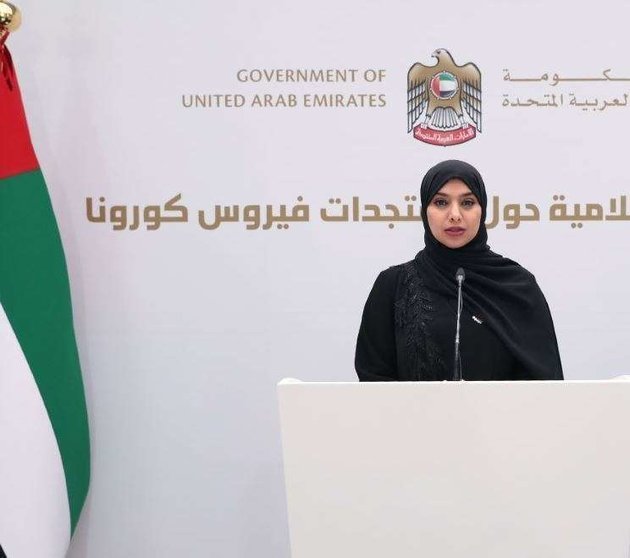 La doctora Amna Al Dahak Al Shamsi, portavoz oficial del Gobierno de EAU. (WAM)