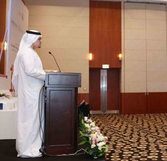 El jeque Abdulla bin Mohamed Al Hamed, presidente del Departamento de Salud de Abu Dhabi, durante un acto. (WAM)