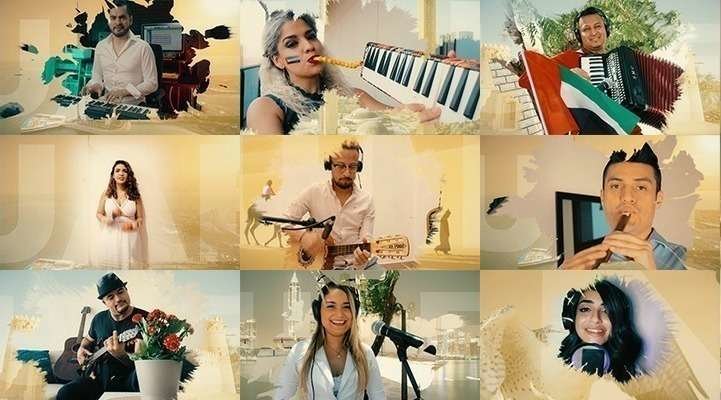 La ambiciosa producción de la versión hispana del Himno Nacional de Emiratos Árabes Unidos ha contado con la participación de 35 artistas latinos residentes en el país del Golfo. (EL CORREO)