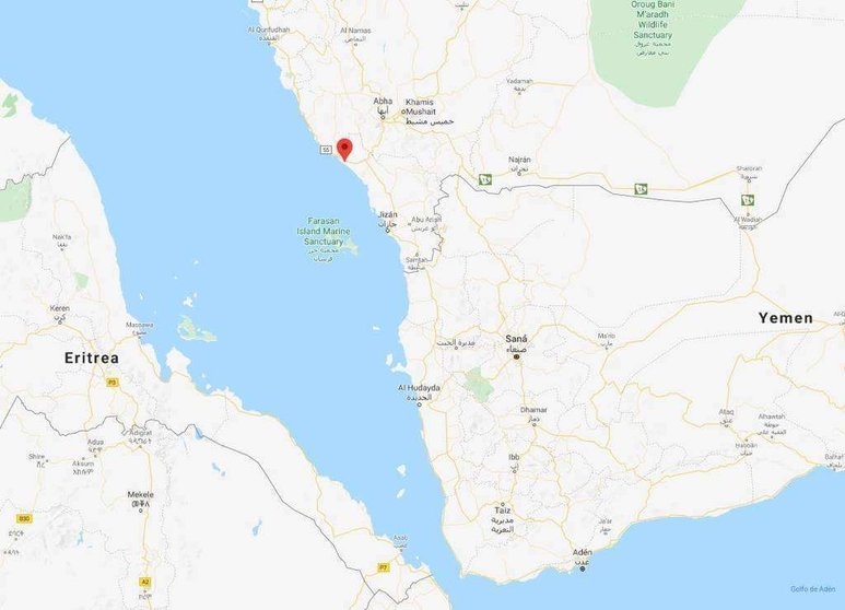 Localización de Shuqaiq en Arabia Saudita. (Google Maps)