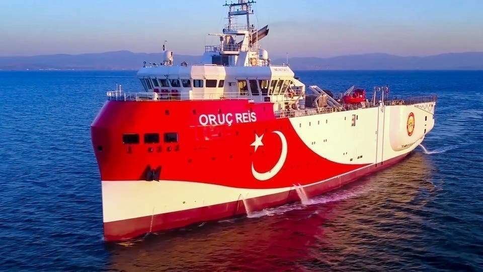 El barco de exploración turco 'Uruk Reis'. (Al Arabiya)