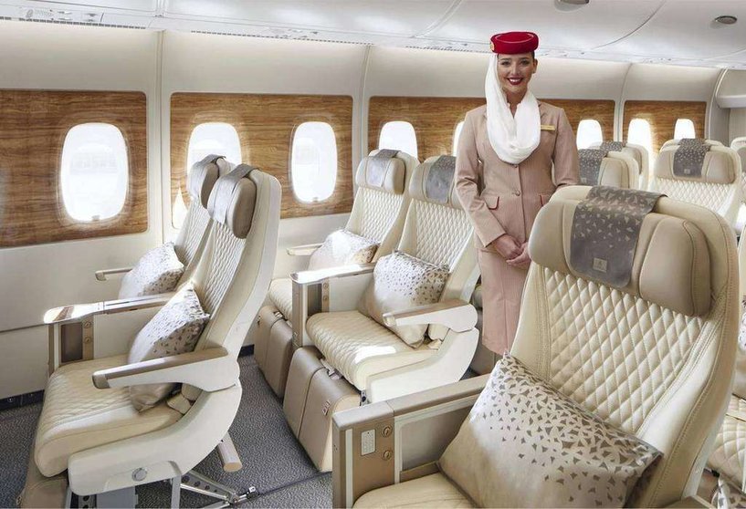 La cabima Premium Economy de Emirates en el A380. (Emirates)