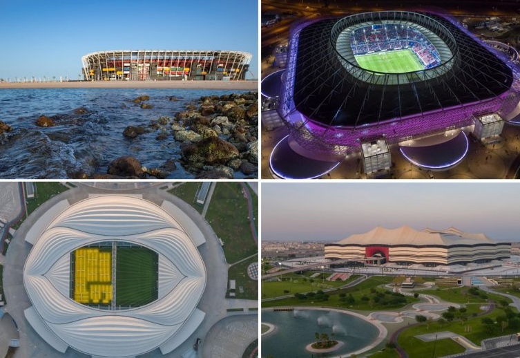 Qatar 2022 difundió esta imagen de los estadios terminados en Doha.