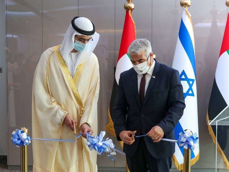 Un momento de la inauguración del Consulado de Israel en Dubai. (WAM)