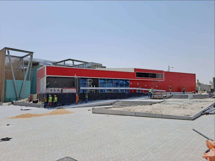 La base antártica que Chile construye en Expo 2020 Dubai se encuentra muy avanzada. (Cedida)
