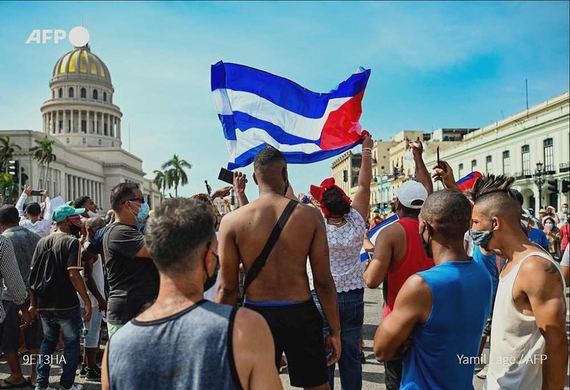 Una de las manifestaciones en Cuba. (Foto Cuba: @AFPespanol)
