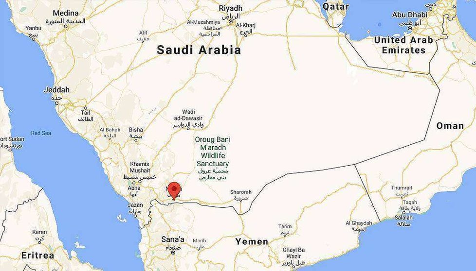 Localización de la ciudad saudí de Najran en las proximidades de la frontera con Yemen. (Google Maps)