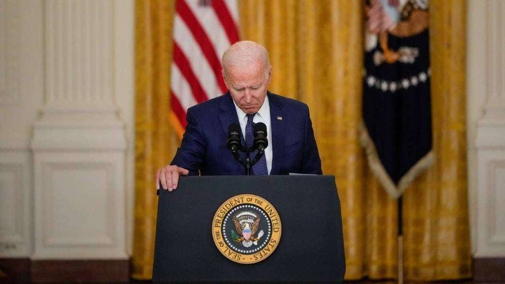 Biden, durante el discurso dirigido a la nación de Estados Unidos y visiblemente emocionado. (Twitter)