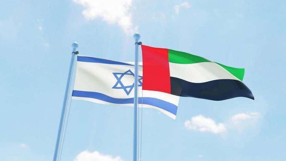 Banderas de Israel y Emiratos Árabes Unidos. (WAM)