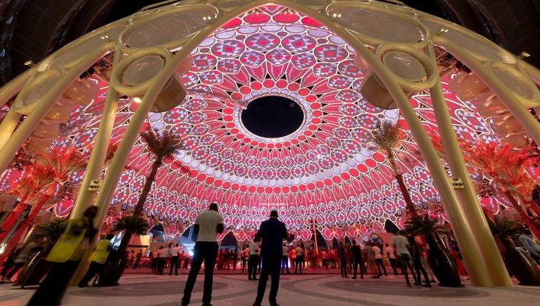 La cúpula de la plaza Al Wasl quedará este miércoles iluminada por completo con los colores de la bandera de España. (WAM)