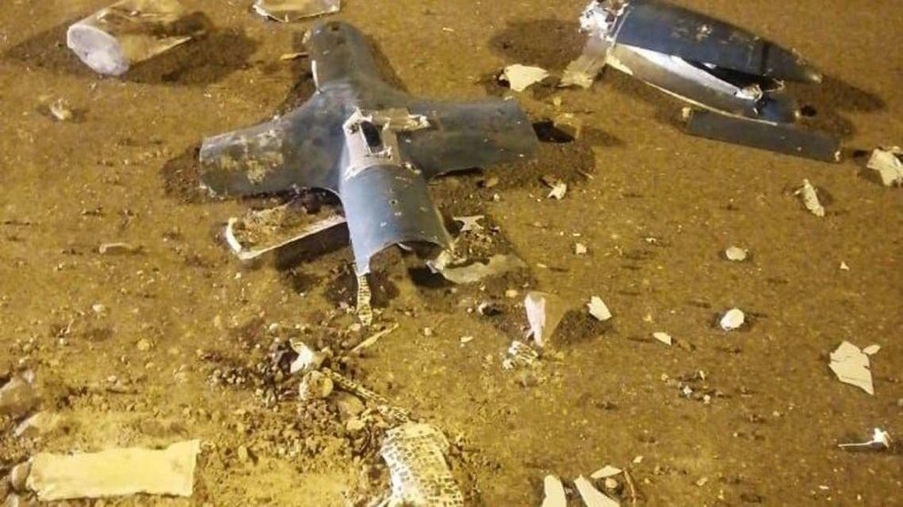 Un dron de los hutíes destruido en Arabia Saudita. (Al Arabiya)