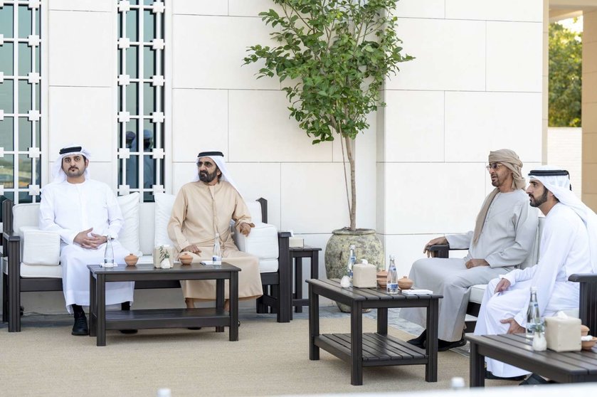Un momento del encuentro de los líderes emiratíes en Abu Dhabi. (WAM)