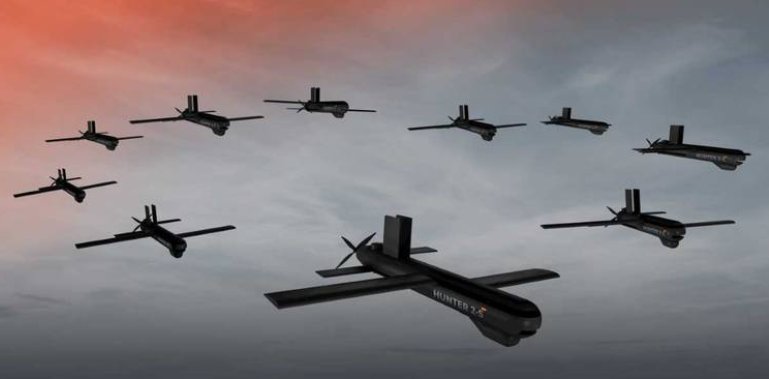 Drones Hunter 2 presentados por la empresa de defensa emiratí Edge