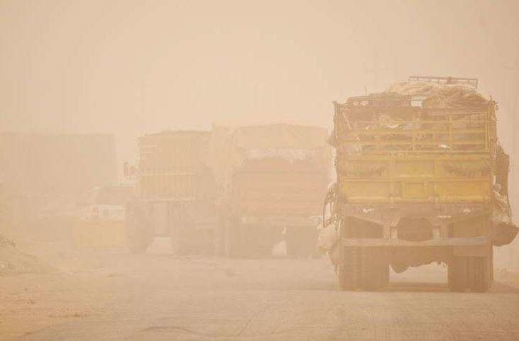 Baja visibilidad por la tormenta de arena en Irak. (Fuente externa)