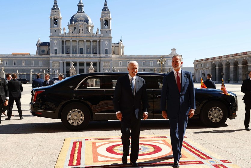 Biden a su llegada al Palacio Real de Madrid este martes. (Casa Real)