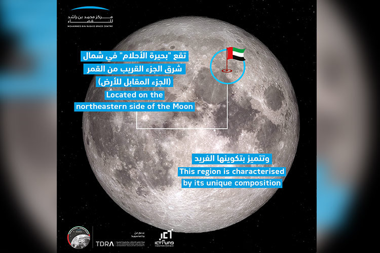 Una imagen gráfica del lugar de aterrizaje planificado del Rashid Rover en la misión a la luna de EAU.