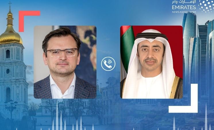 Los ministros de Exteriores de Ucrania y Emiratos Árabes. (WAM)