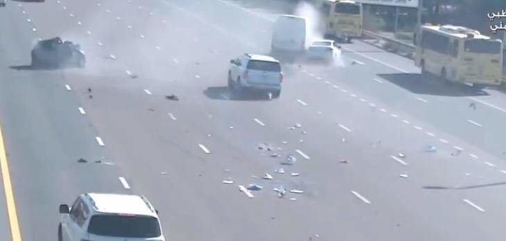 Una captura de pantalla del vídeo difundido por la Policía de Abu Dhabi del accidente.