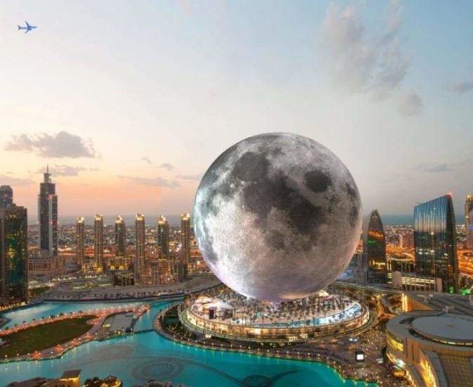 El proyecto de resort con forma de luna en Dubai. (Twitter)