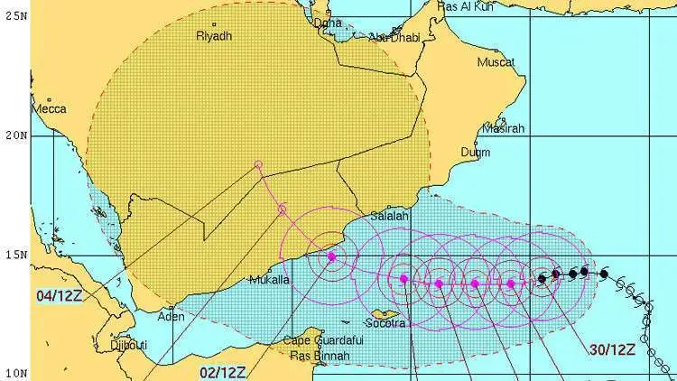 El ciclón Chapala afectará a Yemen y Omán.