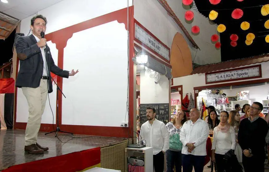 Raúl Simón, durante la inauguración oficial del Pabellón de España en 2014. (EL CORREO)