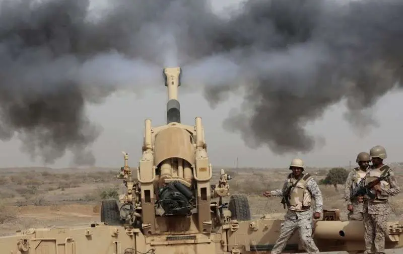 Soldados saudíes en la ciudad de Jazan en la frontera con Yemen.