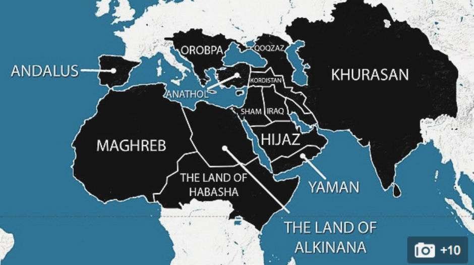 Mapa de Estado Islámico.
