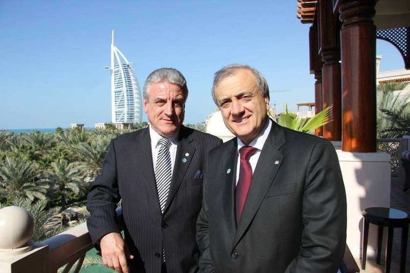 Alberto Scavarelli y Nelson Chabén en el Medinat Jumeirah de Dubai. (EL CORREO)