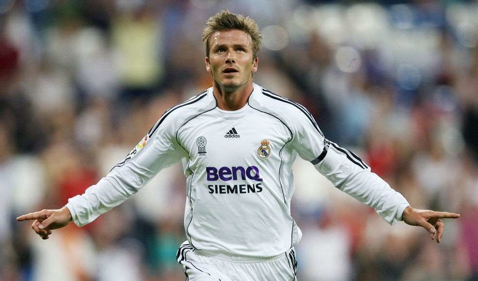 David Beckham cuando jugaba con el Real Madrid.