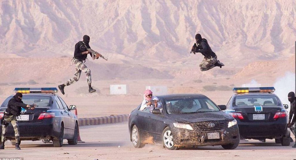 Fuerzas saudíes durante las maniobras militares.