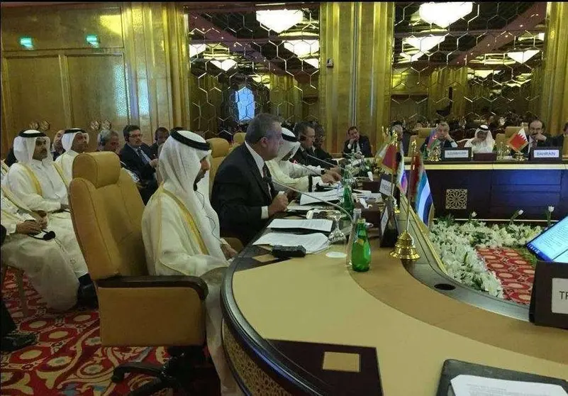 Un momento de la reunión en Doha de los representantes de países petroleros.