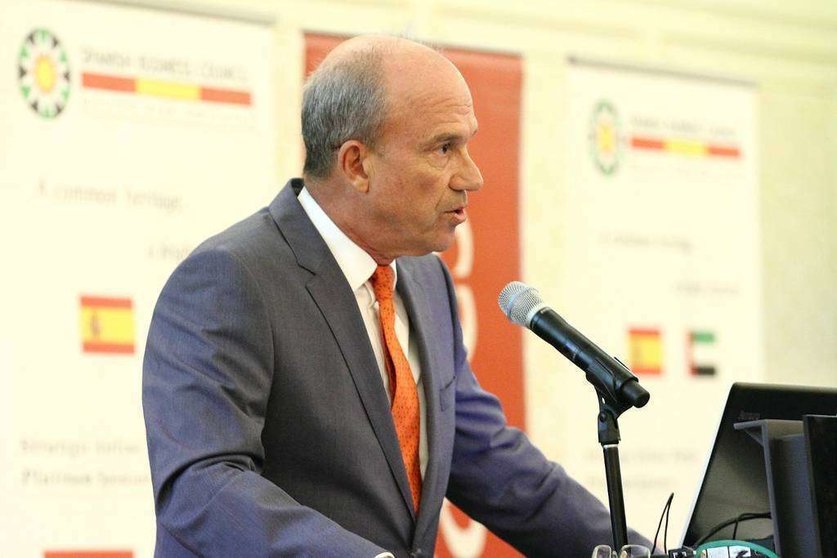 El embajador de España en Emiratos Árabes, José Eugenio Salarich, durante un acto del Spanish Business Council. (Richard Ramos)