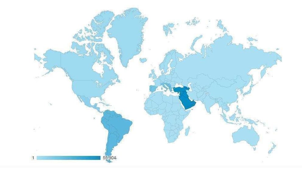 Regiones del mundo desde las que ha recibido más lectores EL CORREO DEL GOLFO en los últimos 30 días. (Google Analytics)