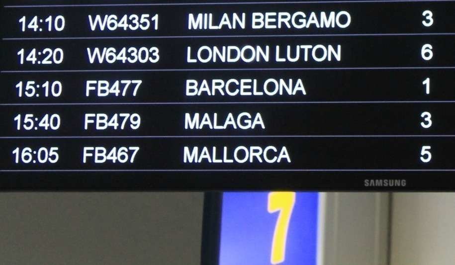 De cinco vuelos anunciados en el aeropuerto de Sofía ( Bulgaria), tres tenían como destino España. (EL CORREO)