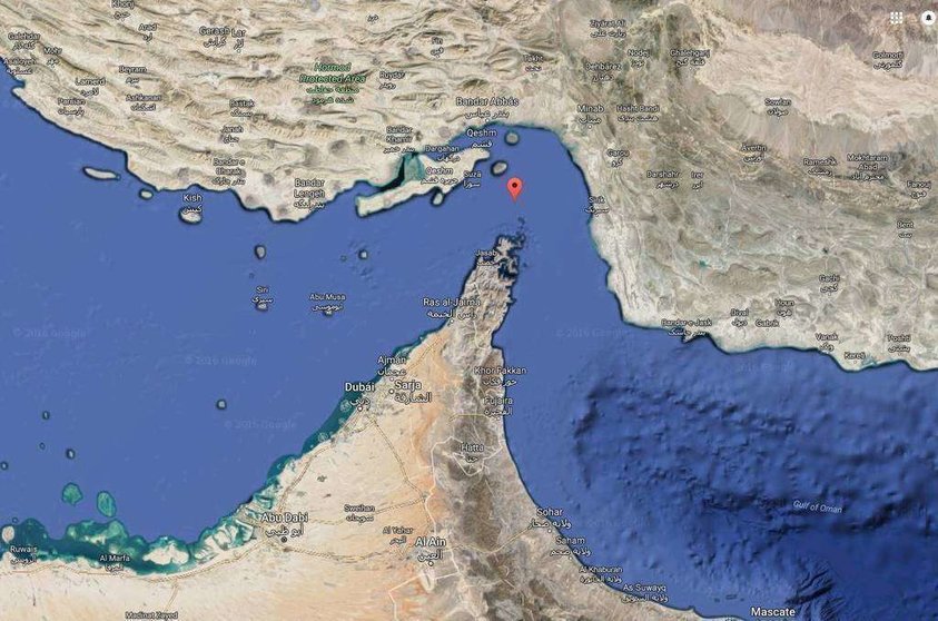 El Estrecho de Ormuz, puerta de entrada al Golfo Arábigo. (Google Map)