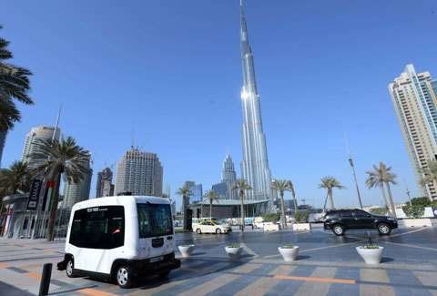 El vehículo sin conductor que la RTA está probando ya en una zona de Dubai.