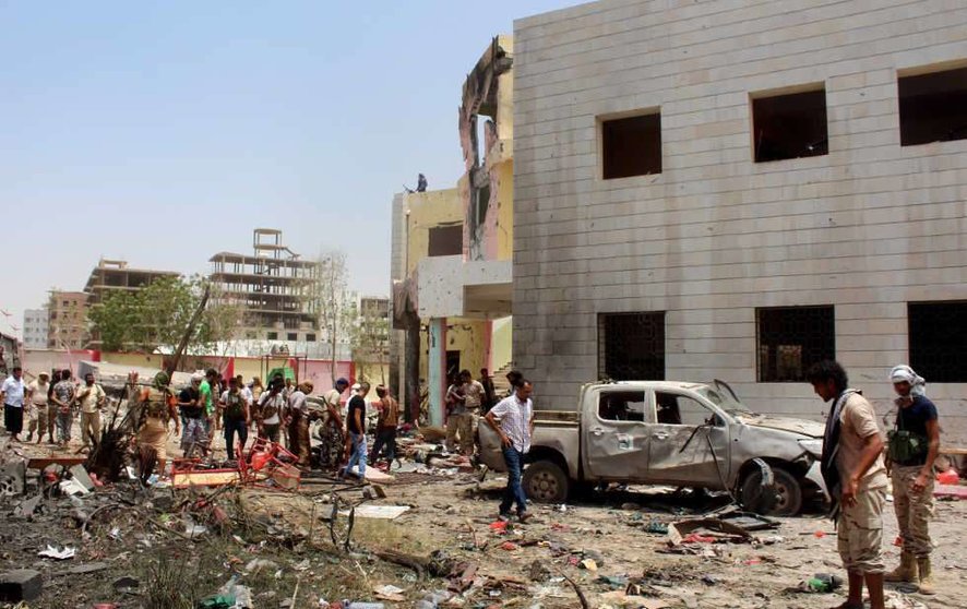 Secuelas de la guerra en una ciudad de Yemen.