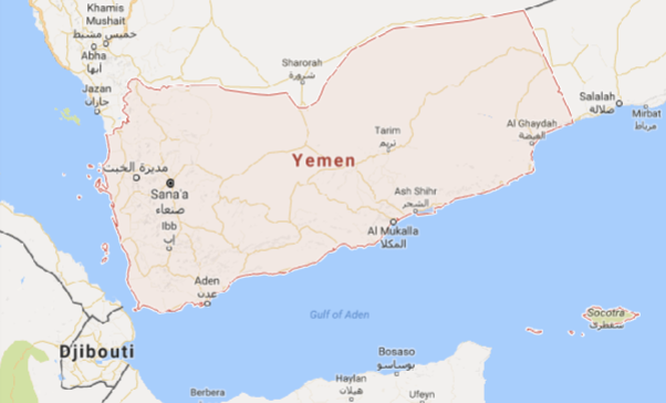 Mapa de Yemen. 