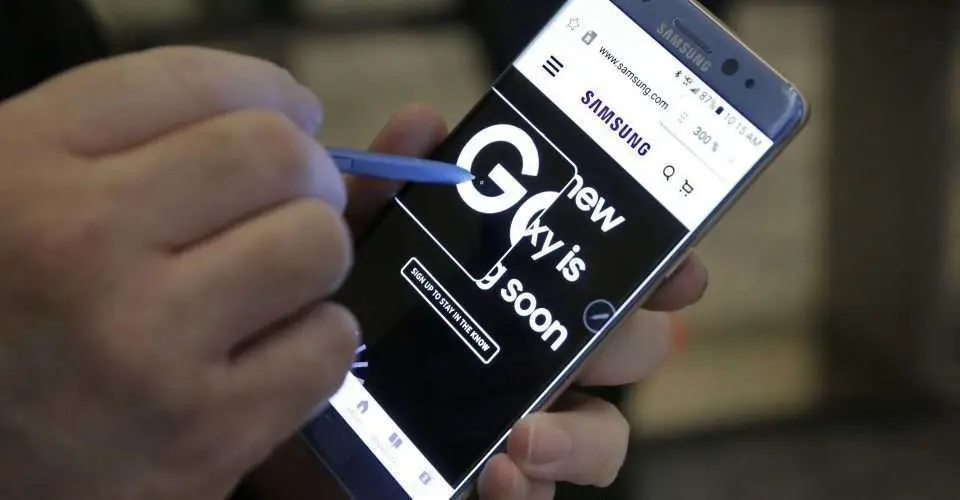 El teléfono de Samsung Galaxy Note 7.